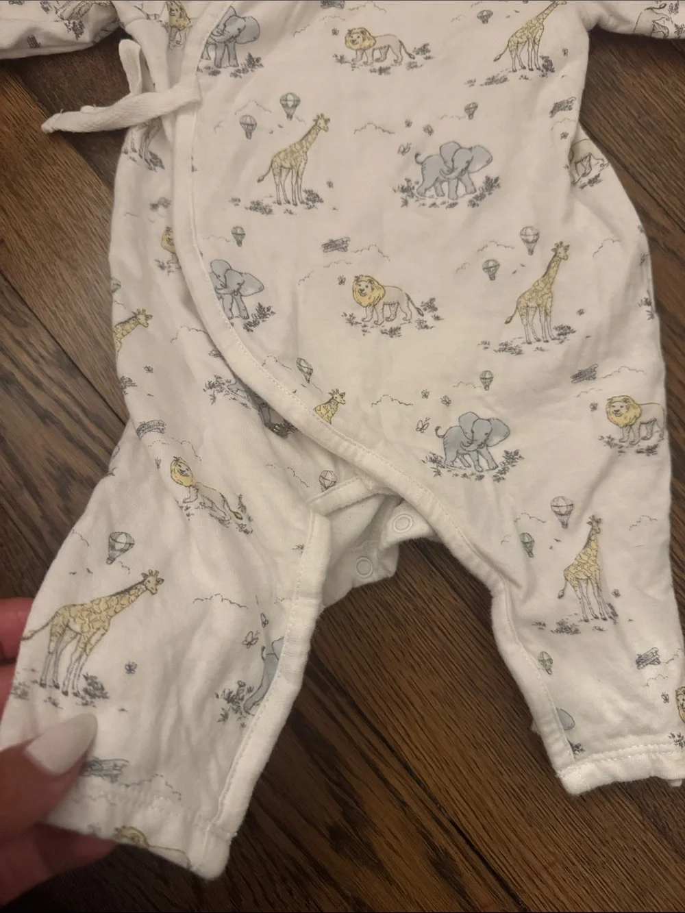 Janie and Jack Safari Kimono Pajama with Giraffe Elephant & Lion Print 0-3 month